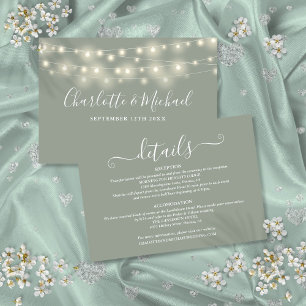 Wedding Details Spring Lights Script Sage Green Enclosure Card