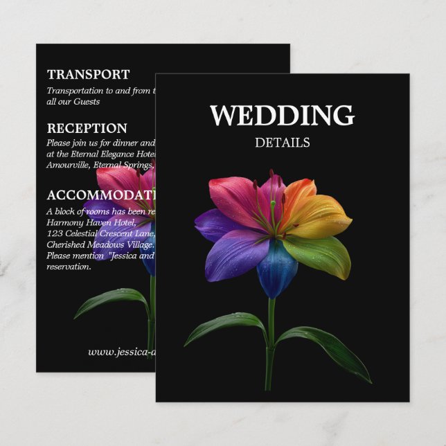 🌈 Wedding Details Technicolor Love Enclosure Card (Front/Back)
