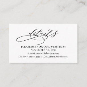 *~* Wedding Details Website RSVP Simple Enclosure