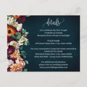 Wedding Details Wine Navy Burgundy Enclosure Card