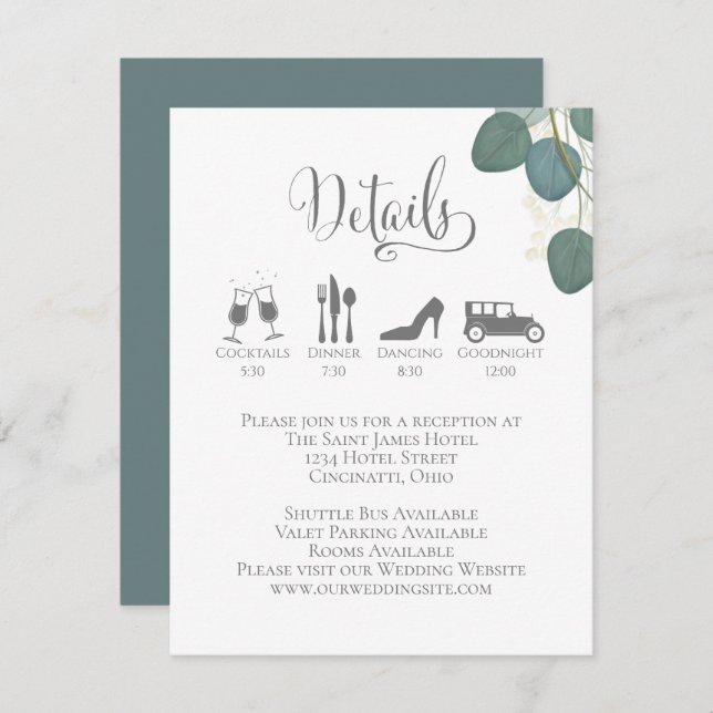 Wedding Details with Timeline Insert Eucalyptus (Front/Back)