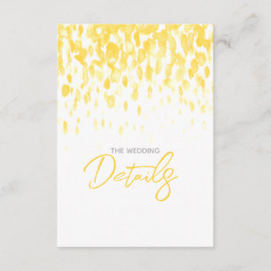 Wedding details yellow cascade art enclosure card