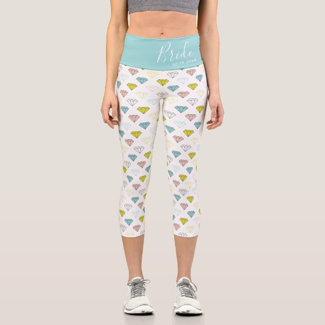 Wedding Diamond Chic Modern Bride Personalised Capri Leggings (Front)
