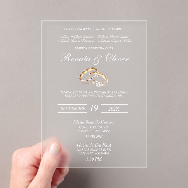 Wedding diamond ring acrylic acrylic invitations (Insitu (Handheld))