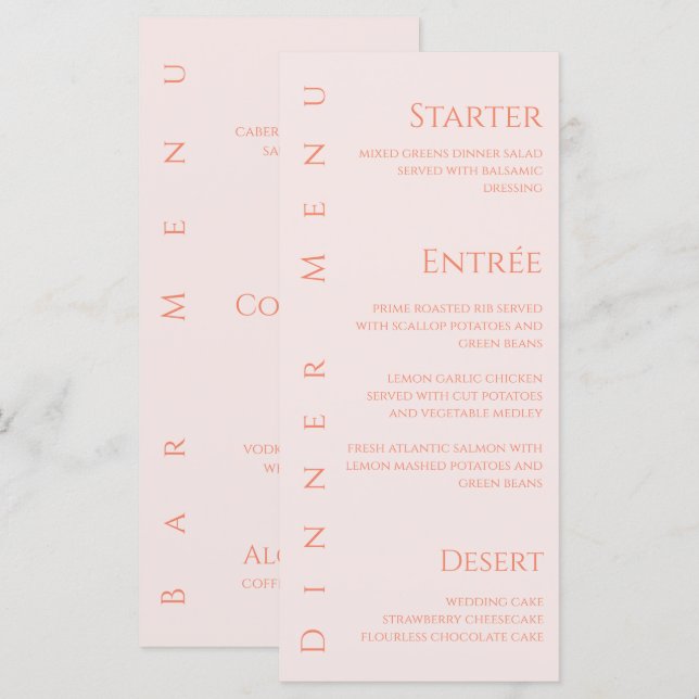 Wedding Dinner and Bar Menu-Blush Menu (Front/Back)