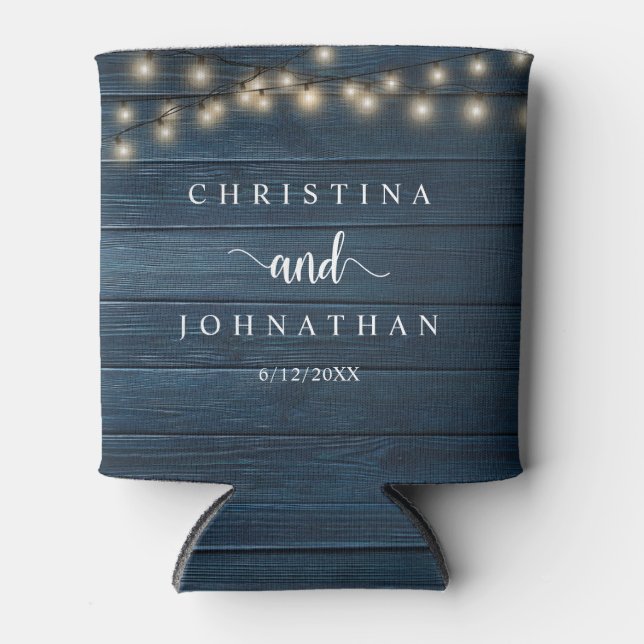 Wedding Dinner and Party, Rustic String Lights Can Can Cooler (Front)