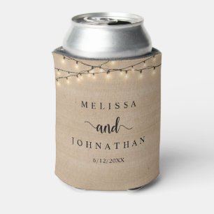 Wedding Dinner and Party, Rustic String Lights Can Can Cooler