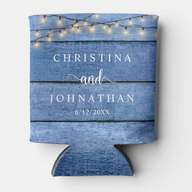 Wedding Dinner and Party, Rustic String Lights Can Cooler (Front)