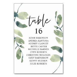Wedding Dinner, Eucalyptus Guests Seating Chart Table Number