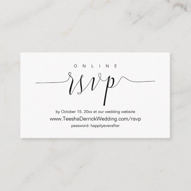 Wedding Dinner Invitation, Online RSVP Enclosure C Card (Front)