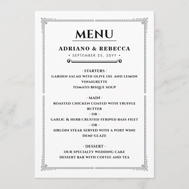 Wedding Dinner Menu (Front)