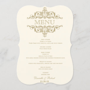 Wedding Dinner Menu Card Calligraphy Flourish