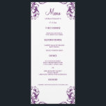 Wedding Dinner Menu Cards | Eggplant Damask Style<br><div class="desc">Modern and elegant design printed Eggplant Purple Damask Wedding Dinner Menu Cards that can be customised with your text. Check out the Graphic Art Design store for other products that match this design!</div>
