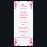 Wedding Dinner Menu Cards | Fuchsia Damask<br><div class="desc">Modern and elegant design printed Fuchsia Damask Wedding Dinner Menu Cards that can be customised with your text. Check out the Graphic Art Design store for other products that match this design!</div>