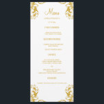 Wedding Dinner Menu Cards | Gold Damask Style<br><div class="desc">Modern and elegant design printed Gold Damask Wedding Dinner Menu Cards that can be customised with your text. Check out the Graphic Art Design store for other products that match this design!</div>