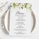 Wedding Dinner Menu Nature Green White Rose Floral<br><div class="desc">Nature Green White Rose Floral Wedding Dinner Menu. (1) For further customisation, please click the "customise further" link and use our design tool to modify this template. (2) If you prefer Thicker papers / Matte Finish, you may consider to choose the Matte Paper Type. (3) If you need help or...</div>