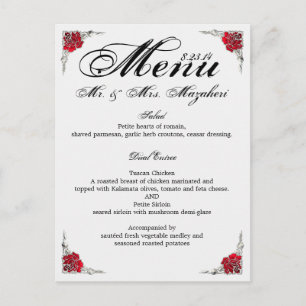 Wedding Dinner Menu Shalicia Postcard