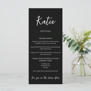 Wedding dinner menu with seating name