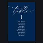 Wedding Dinner, Modern Guest Seating Chart and Tab Table Number<br><div class="desc">Wedding Dinner Guest Seating Table Chart Card,  Modern Classy romantic,  Navy blue themed
Customise the text and / or remove and fill in with your wedding party colour theme.</div>