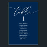 Wedding Dinner, Modern Guest Seating Chart and Tab Table Number<br><div class="desc">Wedding Dinner Guest Seating Table Chart Card,  Modern Classy romantic,  Navy blue themed
Customise the text and / or remove and fill in with your wedding party colour theme.</div>