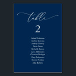 Wedding Dinner, Modern Guest Seating Chart and  Table Number<br><div class="desc">Wedding Dinner Guest Seating Table Chart Card,  Modern Classy romantic,  navy blue themed
Customise the text and / or remove and fill in with your wedding party colour theme.</div>