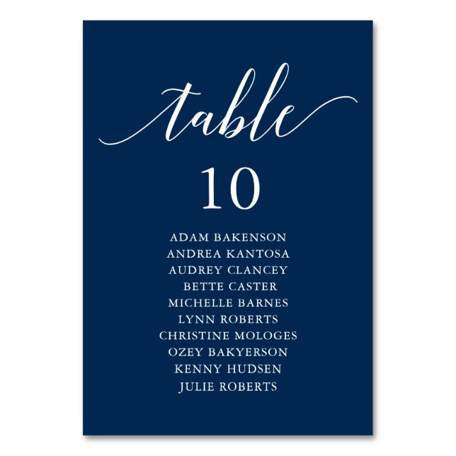 Wedding Dinner, Modern Guest Seating Chart Table N Number (Front)