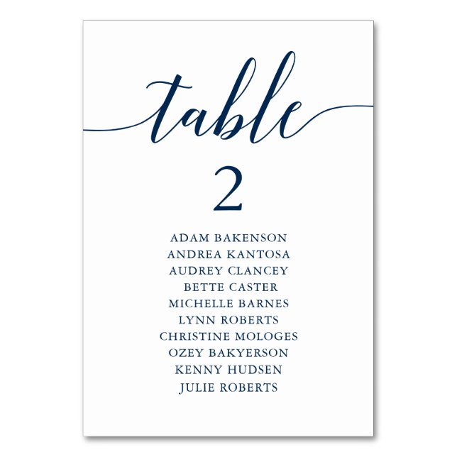 Wedding Dinner, Modern Guest Seating Chart Table N Number (Front)