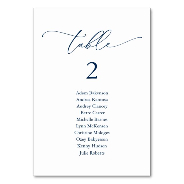 Wedding Dinner, Modern Guest Seating Chart Table N Number (Front)