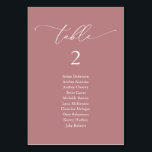 Wedding Dinner, Modern Guest Seating Chart Table Number<br><div class="desc">Wedding Dinner Guest Seating Table Chart Card,  Modern Classy romantic dusty rose themed.
Customise the text and / or remove and fill in with your wedding party colour theme.</div>