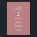 Wedding Dinner, Modern Guest Seating Chart Table Number<br><div class="desc">Wedding Dinner Guest Seating Table Chart Card,  Modern Classy romantic dusty rose themed.
Customise the text and / or remove and fill in with your wedding party colour theme.</div>