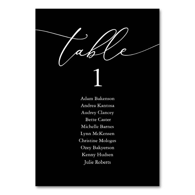 Wedding Dinner, Modern Guest Seating Chart Table Number (Front)