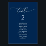 Wedding Dinner, Modern Guest Seating Chart Table Number<br><div class="desc">Wedding Dinner Guest Seating Table Chart Card,  Modern Classy romantic Navy Blue themed.
Customise the text and / or remove and fill in with your wedding party colour theme.</div>