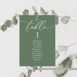 Wedding Dinner, Modern Guest Seating Chart Table Number<br><div class="desc">Wedding Dinner Guest Seating Table Chart Card,  Modern Classy romantic calligraphy in sage green greenery themed.
Customise the text and / or remove and fill in with your wedding party matching colour.</div>