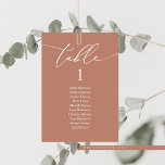 Wedding Dinner, Modern Guest Seating Chart Table Number<br><div class="desc">Wedding Dinner Guest Seating Table Chart Card,  Modern Classy romantic calligraphy terracotta earthy brown themed.
Customise the text and / or remove and fill in with your wedding party matching colour.</div>