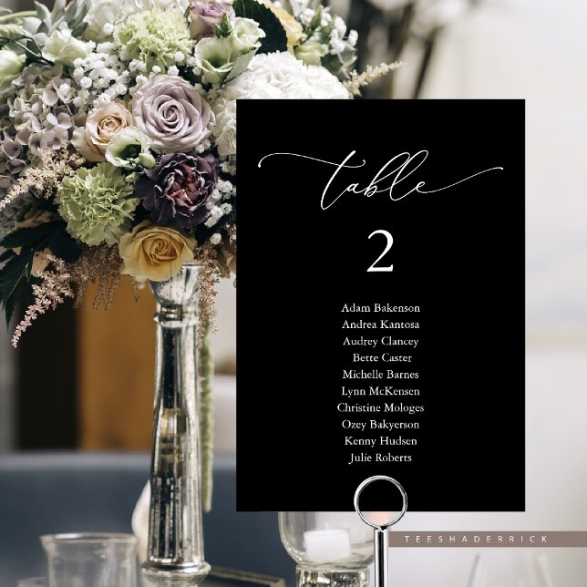 Wedding Dinner, Modern Guest Seating Chart Table Number (Wedding Dinner, Modern Elegant Classy Guest Seating Chart Card, with Guest Names and Table Number)