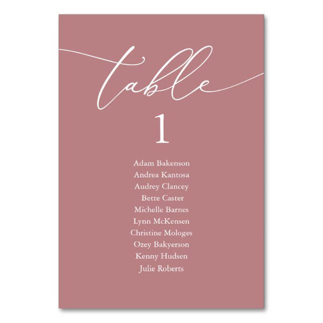 Wedding Dinner, Modern Guest Seating Chart Table Number (Front)