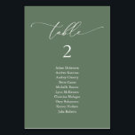 Wedding Dinner, Modern Guest Seating Chart Table Table Number<br><div class="desc">Wedding Dinner Guest Seating Table Chart Card,  Modern Classy romantic Sage Green Greenery themed.
Customise the text and / or remove and fill in with your wedding party colour theme.</div>