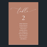 Wedding Dinner, Modern Guest Seating Chart Table Table Number<br><div class="desc">Wedding Dinner Guest Seating Table Chart Card,  Modern Classy romantic terracotta brown earthy themed.
Customise the text and / or remove and fill in with your wedding party colour theme.</div>