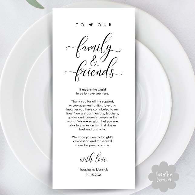 Wedding Dinner Place Setting Thank You Card (Welcome and Thanks, Wedding Dinner Place Setting Thank You Card in Classy Black White)