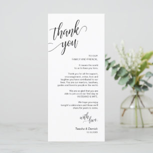 Wedding Dinner, Place Setting Thank You Cards