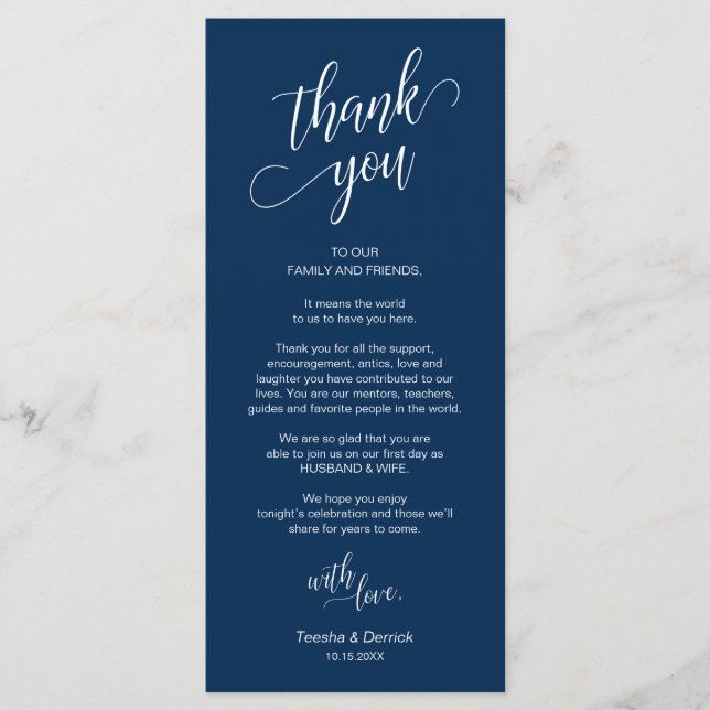 Wedding Dinner, Place Setting Thank You Cards (Front)