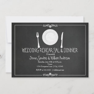 Wedding Dinner Rehearsal Chalkboard Vintage Invite