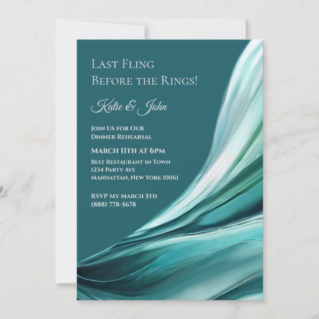 Wedding-Dinner Rehearsal-Modern Emerald Green- Invitation (Front)