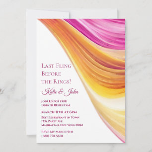 Wedding-Dinner Rehearsal-Modern Pink Orange Yellow Invitation