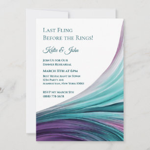 Wedding-Dinner Rehearsal-Modern Purple and Teal- Invitation