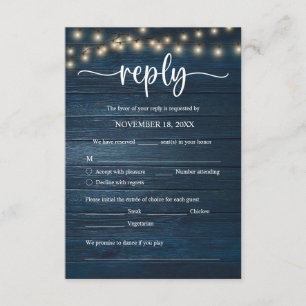 Wedding Dinner RSVP, meal options, song request Enclosure Card