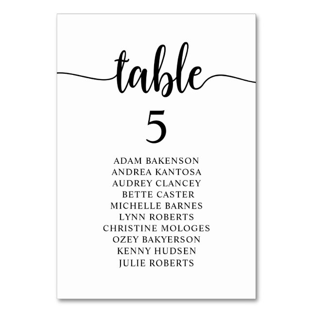 Wedding Dinner, Rustic Guests Seating Chart Table  Number (Front)