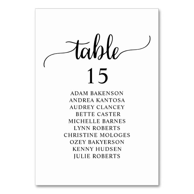 Wedding Dinner, Rustic Guests Seating Chart Table  Table Number (Front)