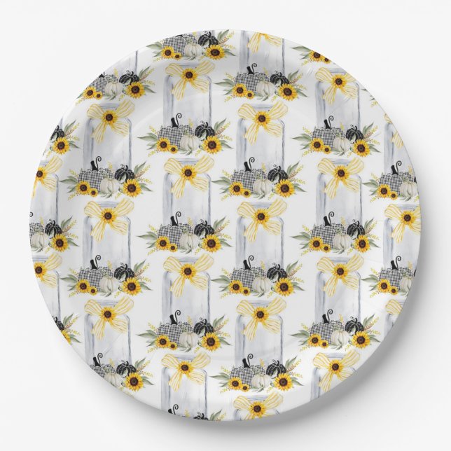 Wedding Dinnerware Reception Rustic Sunflowers (Front)
