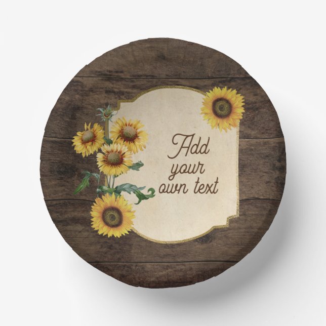 Wedding Dinnerware Reception Rustic Sunflowers (Front)
